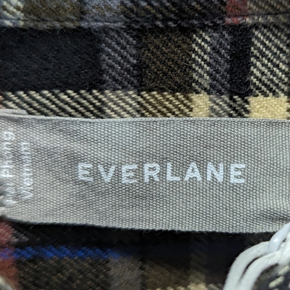 Everlane Shirt Womens Brown Flannel Boxy Plaid Button Up Pockets - Picture 5 of 15